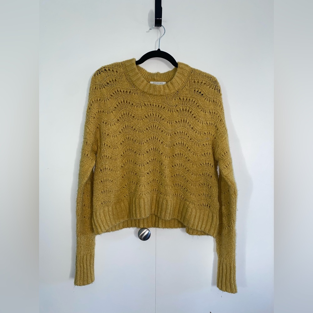 American Eagle Mustard-Colored Semi-Cropped Sweater